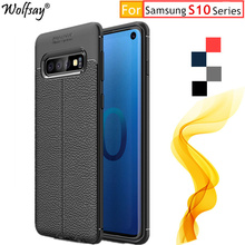 Wolfsay-funda de silicona para Samsung Galaxy S10, carcasa rugosa de estilo lichi, TPU, S10, S10e, S10 + 2024 - compra barato