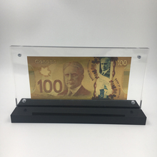 100cad dólar canadense lembrança de notas de plástico 24k banhado a ouro falso dinheiro coleção presente com agradável acrílico expositor 2024 - compre barato