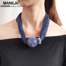 Женское Ожерелье-чокер MANILAI, крупное ожерелье с кулоном из искусственного жемчуга, ювелирные хрустальные бусы 2024 - купить недорого