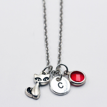 Cute Cat/Birthstone Necklace/A to Z Letters Necklaces/Pendant Necklace/Women Fashion Jewelry 2024 - buy cheap