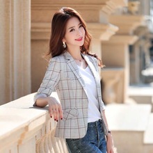 Professional temperament plaid jacket 2019 spring and summer new fashion women's overalls small suit jacket 2024 - buy cheap