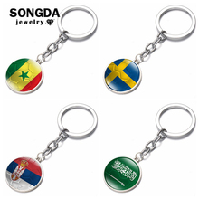 SONGDA Hot Fashion Football Club Keychain Holder Bag Keychain National Flag Keychain Car Key Ring Glass Cabochon Soccer Keyring 2024 - buy cheap