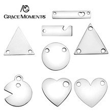 10pcs/lot Stainless Steel Charm Charms Heart Round Rectangle Triangle Charms Pedants For Jewelry Making DIY Handmade Accessories 2024 - buy cheap