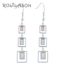 ROLILASON Birthday Gifts for Women White Fire Opal Silver Stamped New Popular Drop Earrings Fashion Jewelry OE362 2024 - buy cheap