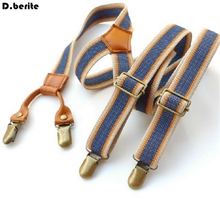 Men's Blue Stripes Braces Fashion Unisex Adjustable Clip-on Suspenders Braces Adult Belt Strap For Wedding Party BDXJ2503 2024 - buy cheap