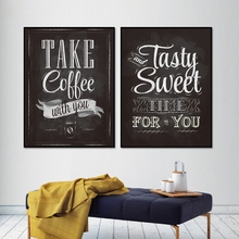 Pizarra con impresiones "Take Coffee With You", póster de estilo Vintage, letras, café, pared de tienda, decoración artística, pintura en lienzo 2024 - compra barato
