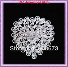 Silver Tone Big Heart Shaped Alloy Wedding Crystal Brooch Cheapest Price Factory Direct Sale!! 2024 - buy cheap