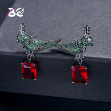 Be 8 Brand New Fashion Statement Earrings, Bird Design AAA+ Cubic Zirconia Stud Earrings Red Crystal for Women Gift E691 2024 - buy cheap