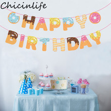 Chicinlife 15Pcs/set Doughnut Happy Birthday Banner Kids Birthday Party Decoration Baby Shower Donut Party 1st Birthday Supplies 2024 - buy cheap