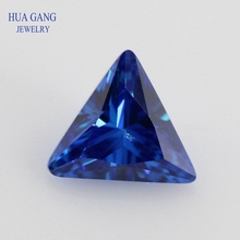 Piedra de circonia cúbica con forma de triángulo azul, 5A, brillante, suelta, gemas de sintético para joyería, tamaño 3X3-10x10mm 2024 - compra barato