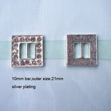 (L0074) free shipping wholesales 20 pcs/lot  , metal square rhinestone buckle with 10mm inner bar 2024 - buy cheap