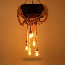 Lámpara de araña retro con personalidad creativa, lámpara nostálgica de cuerda para cafetería, restaurante americano, bar 2024 - compra barato