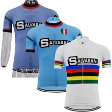Новинка 2018, ретро джерси, итальянская команда, мужская белая и синяя велосипедная Джерси, велосипедная одежда с короткими рукавами, одежда для велоспорта, одежда для велоспорта 2024 - купить недорого