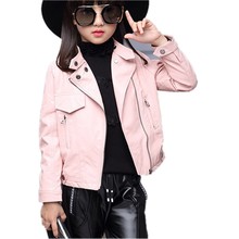 New  Leather  Girls Jackets  Pink and  Black and Red color Fashion   kids jackets  Manteau Fille  Girls Jacket  7CT019 2024 - buy cheap