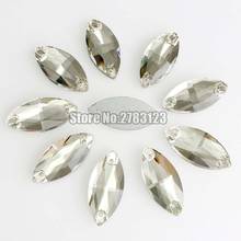 Free shipping Horse eye shape glass crystal clear white faltback sew on rhinestones with two holes diy/Clothing accessories 2024 - buy cheap