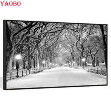 Pintura de diamante redondo y cuadrado artesanal, Parque Central de la ciudad de Nueva York, Paisaje de nieve de invierno, punto de cruz, mosaico, bordado de diamantes, venta 2024 - compra barato