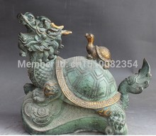 Ym 308 12 "escultura de bronze chinesa escultura de tartaruga dragão dinheiro riqueza 2024 - compre barato