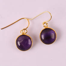 Purple Crystal Stone 12 Round Beads Dangle Earrings 1Pair U324 2024 - buy cheap