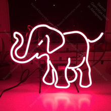 Señal de neón para elefante, tubo de cristal real hecho a mano, señal de luz de cuna, decoración de tienda, lámpara de luz de neón icónica, publicidad de arte brillante 2024 - compra barato