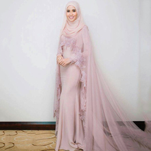 Plus Size Muslim Evening Dresses Mermaid High Collar Long Sleeves Lace Islamic Dubai Saudi Arabic Long Formal Evening Gown 2024 - buy cheap