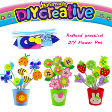 Maceta de flores hecha a mano para niños, maceta de tela no tejida, tela creativa, Flores, Arte y manualidades, kit educativo DIY 2024 - compra barato