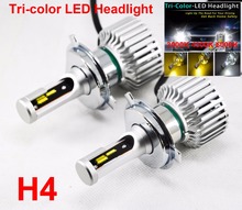 1 Set H4 Tri-Color LED Headlight 60W 8000LM H1 H7 H11 9005 9006 9012 3-Color 3K 4.3K 6K Change Amber Yellow White CSP Chips Bulb 2024 - buy cheap