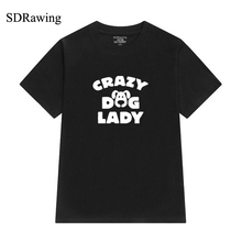 Забавные женские футболки с принтом CRAZY DOG, хлопковая Повседневная забавная футболка для девушек, хипстерская одежда Yong, Прямая поставка Tumblr 2024 - купить недорого