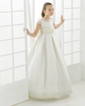 2020 first communion dresses for girls Smooth Satin Empire Short Sleeve girls pageant dresses Flower Girl Dresses for weddings 2024 - buy cheap