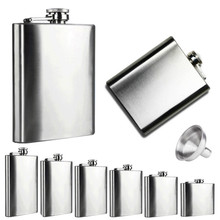 Stainless steel hip flask + funnel 4 5 6 7 8 10 oz Stainless Steel Hip Liquor Alcohol Flask Cap + Funnel F80 2024 - buy cheap