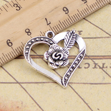 8pcs Charms Heart Flower 28x28mm Antique Silver Color Pendants Making DIY Handmade Tibetan Finding Jewelry For Bracelet 2024 - buy cheap