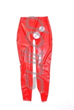 Pantalones de látex con consoladores para hombre, sexy, color rojo, con condones para pene, 0,3mm 2024 - compra barato