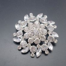 Fashion Quality Women Graceful Sparkly Large Shiny Flower Rhinestone Crystal Brooch For Wedding, Item No.: FB026 2024 - buy cheap