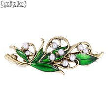 Vintage Green Enamel Leaf Hairpins Simulated Pearl Hair Clips Barrette Women Girls Headwear Spring Clip Hair Accessories 2024 - buy cheap