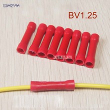 10pcs BV1.25/BV2.5/BV5.5 Insulated Straight Wire Butt Connector Electrical Crimp Terminals brassTubular insulated full connector 2024 - buy cheap