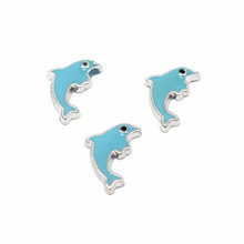 New Arrived 10pcs/lot Metal Enamel Dolphin Floating Charms Animal Charms For DIY Glass Floating Lockets Bracelet Jewelry 2024 - buy cheap