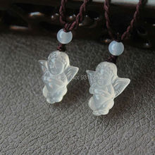 Wholesales 2pcs Lots Top Quality White Clear Carved Pretty Angel Lucky Amulet Pendant necklace Fine Jewelry 2024 - buy cheap