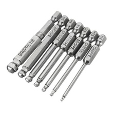 7pcs S2 Steel 65mm Hex Shank Magnetic Ball Head Screwdriver Bit 2/2.5/3/4/5/6mm Screw Driver Bits Hex Shank Magnetic Spherical B 2024 - buy cheap