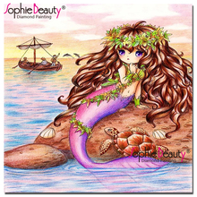 Sophie Beauty DIY pintura de diamante de punto de cruz de dibujos animados sirena cuadrado/mosaico de bordado de diamantes redondos decoración del hogar regalo SBY109 2024 - compra barato