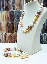 Набор из 14 мм разноцветного жемчужного ожерелья, браслета и серег с морской раковиной 2024 - купить недорого