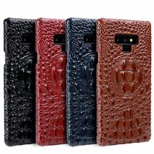 Capa de celular luxuosa de crocodilo 3d, capa para samsung galaxy note 9, capa de couro genuíno para samsung note 9, capa traseira coque 2024 - compre barato