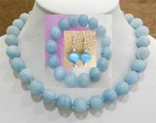 Natural Beautiful 10MM AQUAMARINE GEMS BEADS NECKLACE18 bracelet earrings jewelry set 2024 - buy cheap