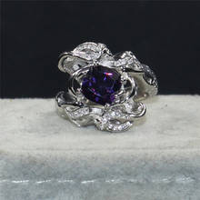 choucong Jewelry Lady's Fashion cute Mermaid ring cushion cut 8mm purple Birthstone Cz 925 Sterling Silver Filled Wedding Ring 2024 - buy cheap