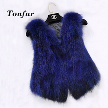 Sleeveless Vest Real  Raccoon Fur Gilvet Natural Fox Fur Vest Women Trend Fashion Factory Wholesale Retail Fur Waistcoat TBFP819 2024 - buy cheap