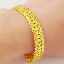Wrist Band Chain  Solid Yellow Gold Filled Womens Mens Bracelet Link Chain 18cm 2024 - buy cheap