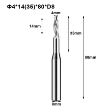 3pc single Flute High speed Steel cutter for aluminum HSS TOP Quality router bit End mill CNC Milling Cuter 4x14(35)x80xD8 2024 - buy cheap