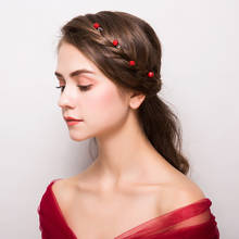 Cute Red Ball Hairpins U Shape Hair Stick Girls Princess Bobby Pin Bridal Wedding Party Headdress Hair Jewelry Headpiece Hairpin 2024 - buy cheap