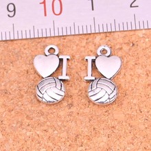 120Pcs Antique Silver Plated i love volleyball Charms Diy Handmade Jewelry Findings Accessories 16*9mm 2024 - buy cheap