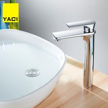 YACI смеситель для раковины из твердой латуни хромированный современный кран для раковины для ванной комнаты с одной ручкой смеситель для горячей и холодной воды 2024 - купить недорого