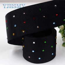 YJHSMY I-181106-183,5yards/lot,38mm black multicolor diamond Ribbons Thermal transfer Printed grosgrain,DIY wrapping materials 2024 - buy cheap