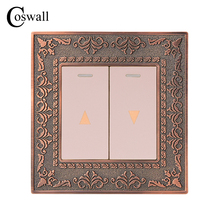 Coswall Curtain Switch Wall Switch For Electric Curtain Lifting Equipment 4D Embossing Retro Zinc Alloy Metal Panel 2024 - buy cheap